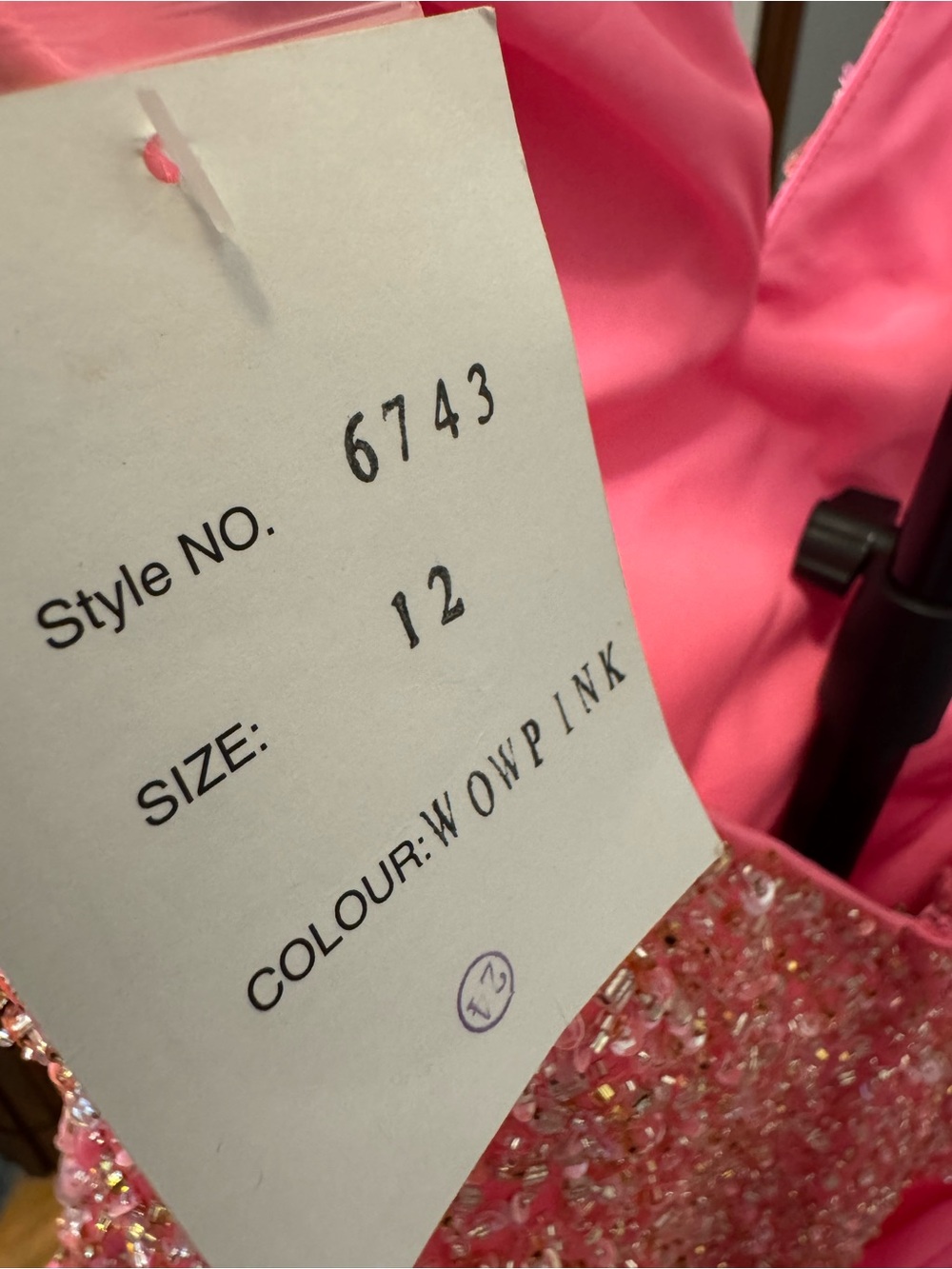 Pink Beaded V-Neck Ruffled Prom Dress - Picture 3 of 12